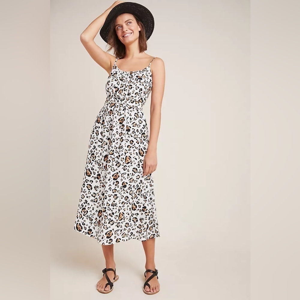 Anthropologie Corey Lynn Calter Leopard Print Arabella Midi Dress XS - Picture 3 of 16